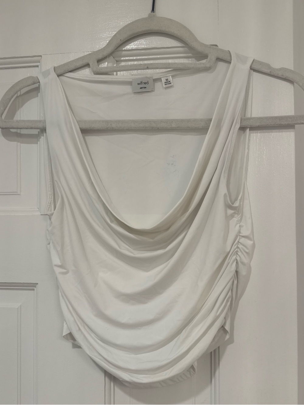 Wilfred Aritzia White Draped Cowl Neck Camisole